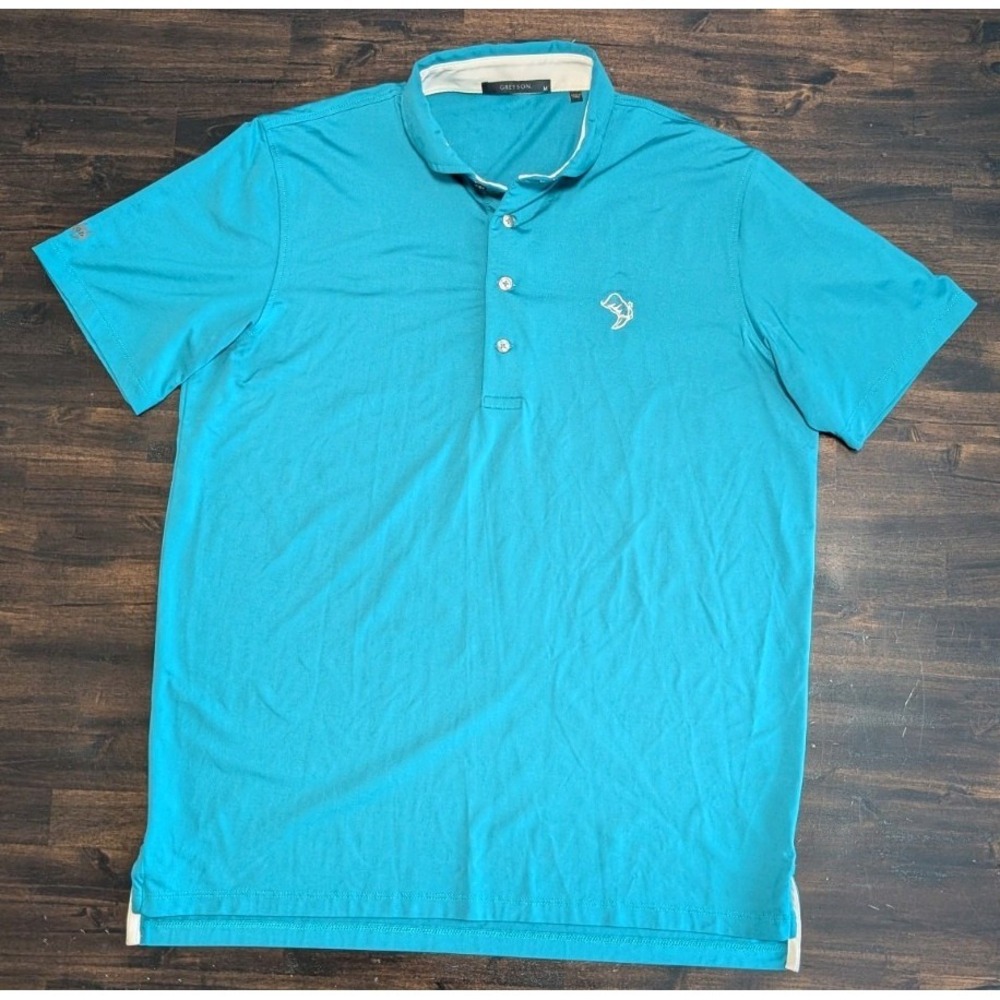 🐺 Greyson Golf Men's Performance Polo Shirt Size Medium Stretch Wolf